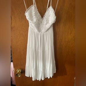 White crochet top dress